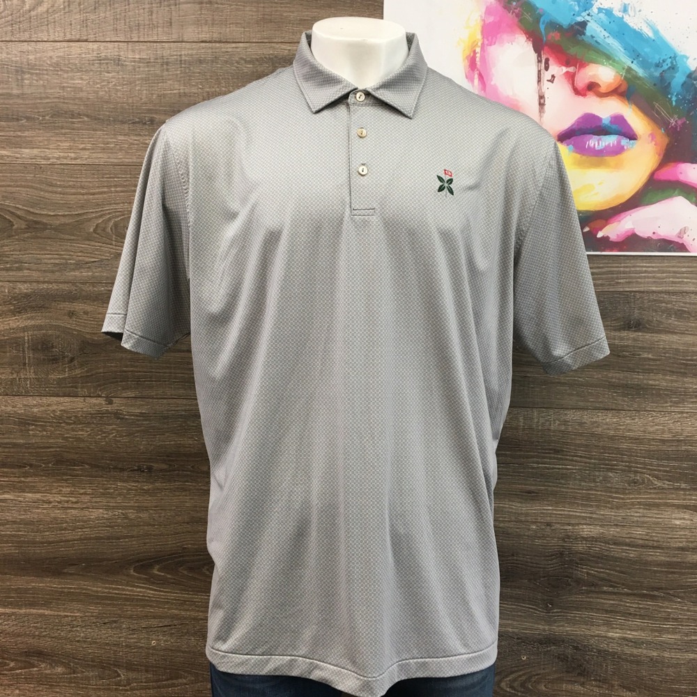 Peter Millar Summer Comfort Mens Polo Shirt XXL Gray Short Sleeve Golf Rose Logo
